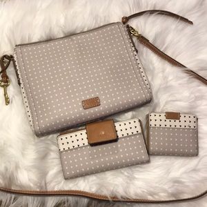 Fossil Devon Crossbody purse w/ 2 matching wallets